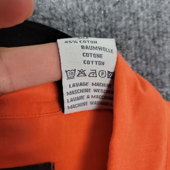 ALAIN WEIZ Orange Silk Blend Short Sleeve Epaulet Collared Button Up Top SIZE 16 - Picture 12 of 12